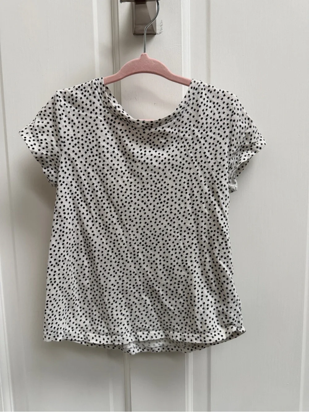 Old Navy Girls 4T White Short Sleeve Tee Black Polka Dog Print Shirt Top Blouse